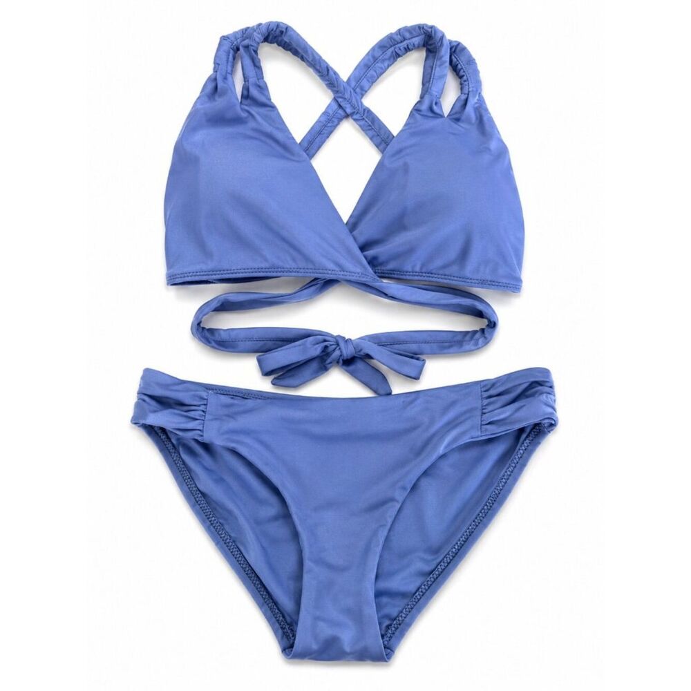 Becca Two Piece Bikini Set l blue l Women’s l Wrap Top Strappy Swimwear